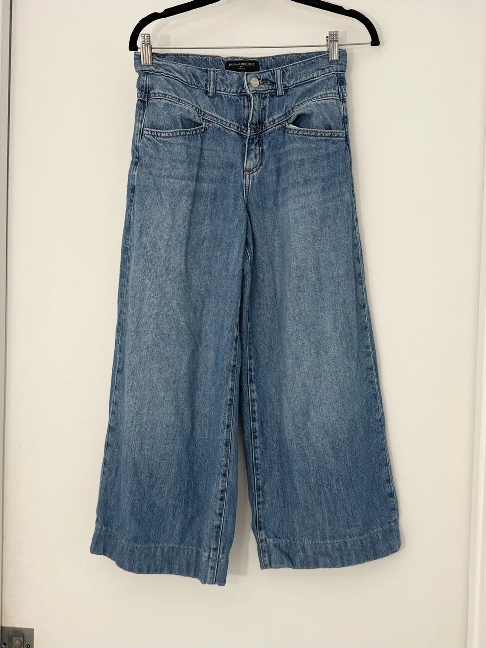 Banana Republic Wide-Leg Cotton & Lyocell Denim Trousers Sz 25 0 Light Vacation